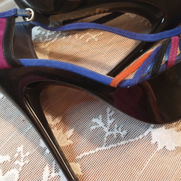 Bakers platform stiletto pumps multi color strappy faux suede ankle stra… - Picture 5 of 6